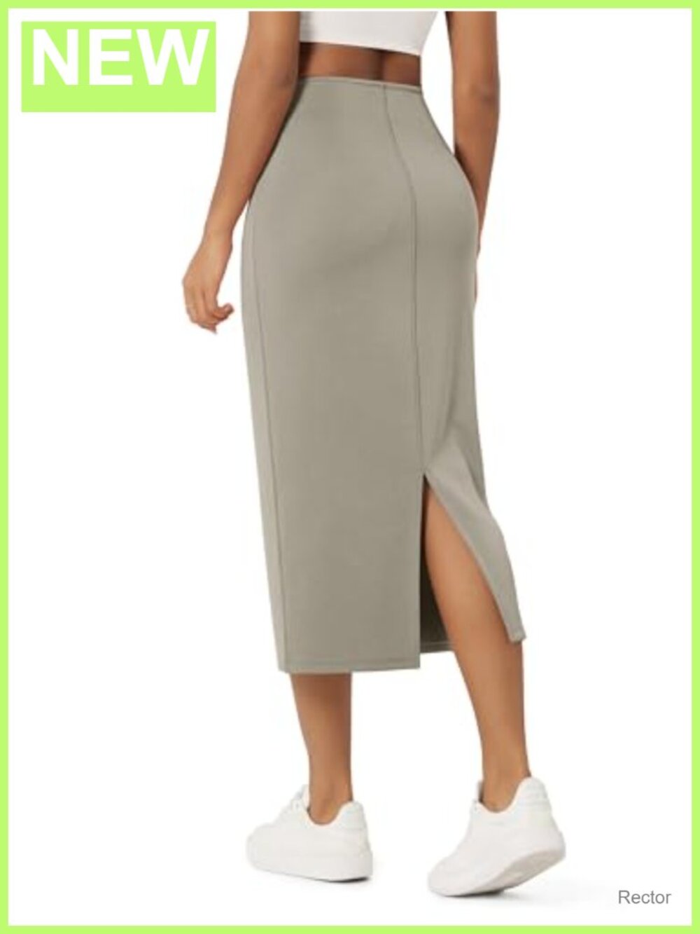 Modal Soft Midi Skirt High Waist Back Slit Pencil Skirt